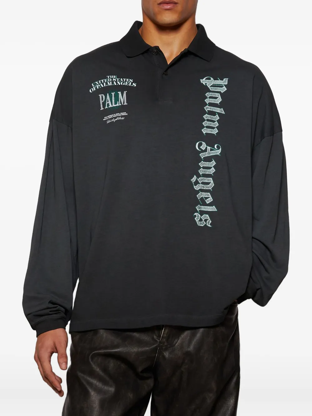 Palm Angels Pa Dollar poloshirt met lange mouwen Zwart