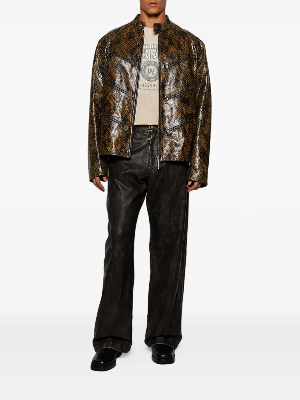 Palm Angels snake-print zip-up jacket | Leather Jackets | Image 2