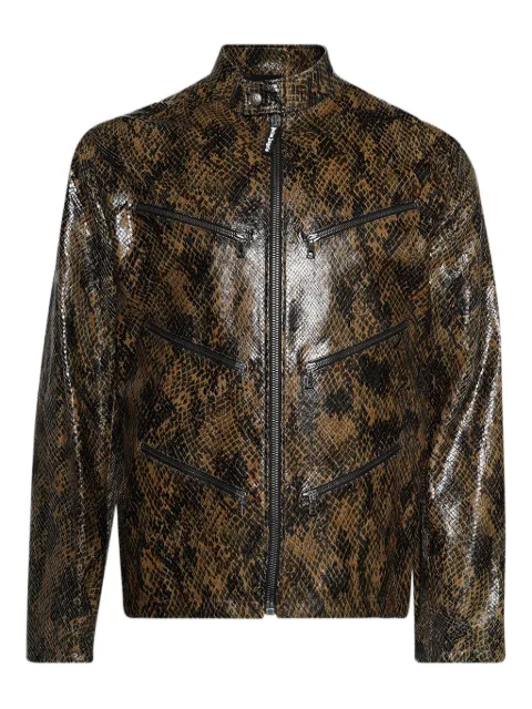 Palm Angels chamarra con cierre y estampado de serpiente