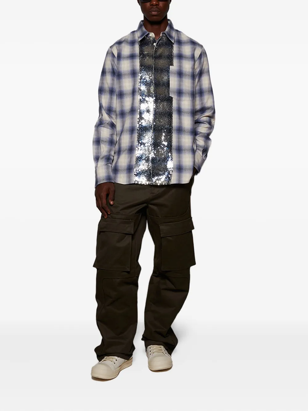 BLUEMARBLE sequin-embellished plaid shirt - Wit