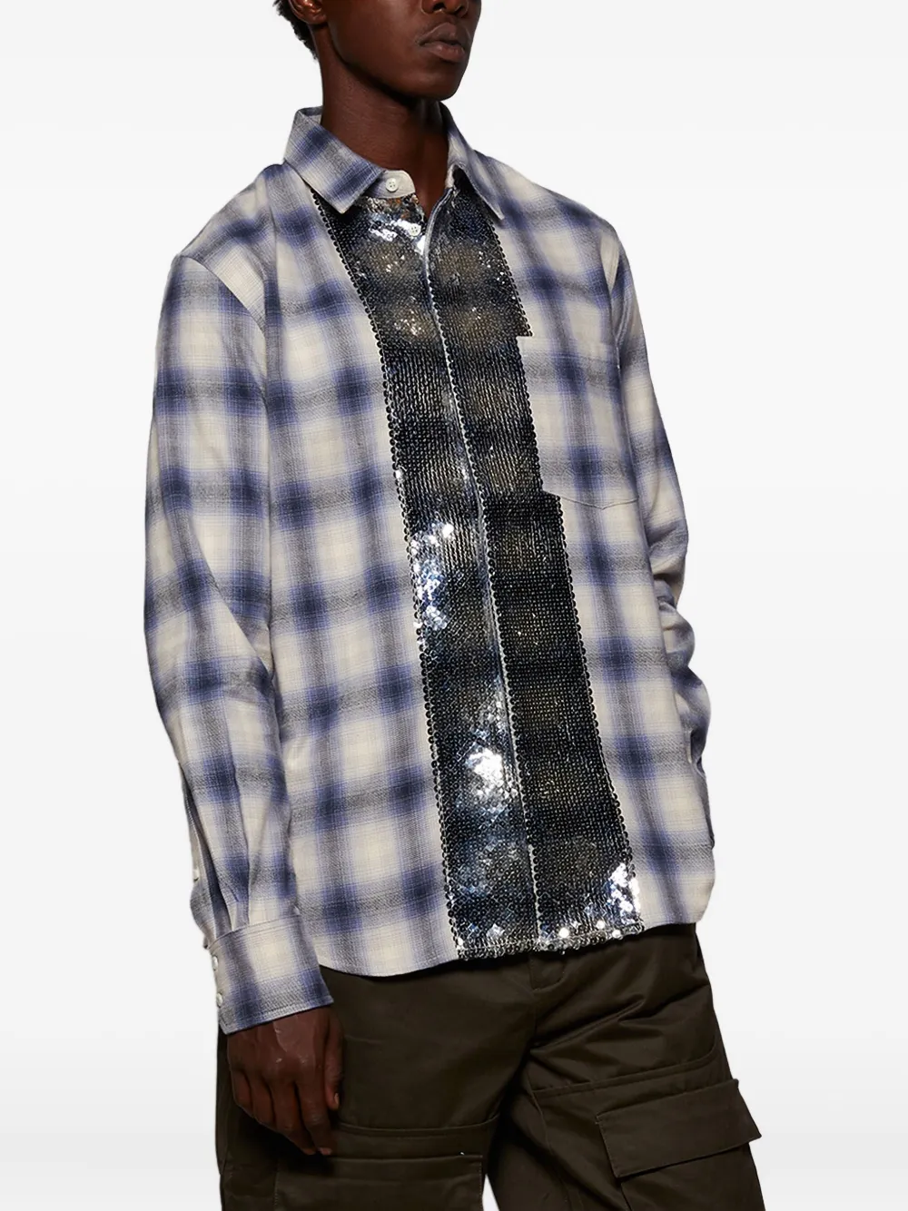 Bluemarble Sequin-embellished Plaid Shirt In Multi