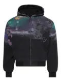 Praying abstract-print zip-up hoodie - Black