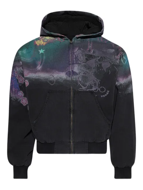 Praying abstract-print zip-up hoodie 