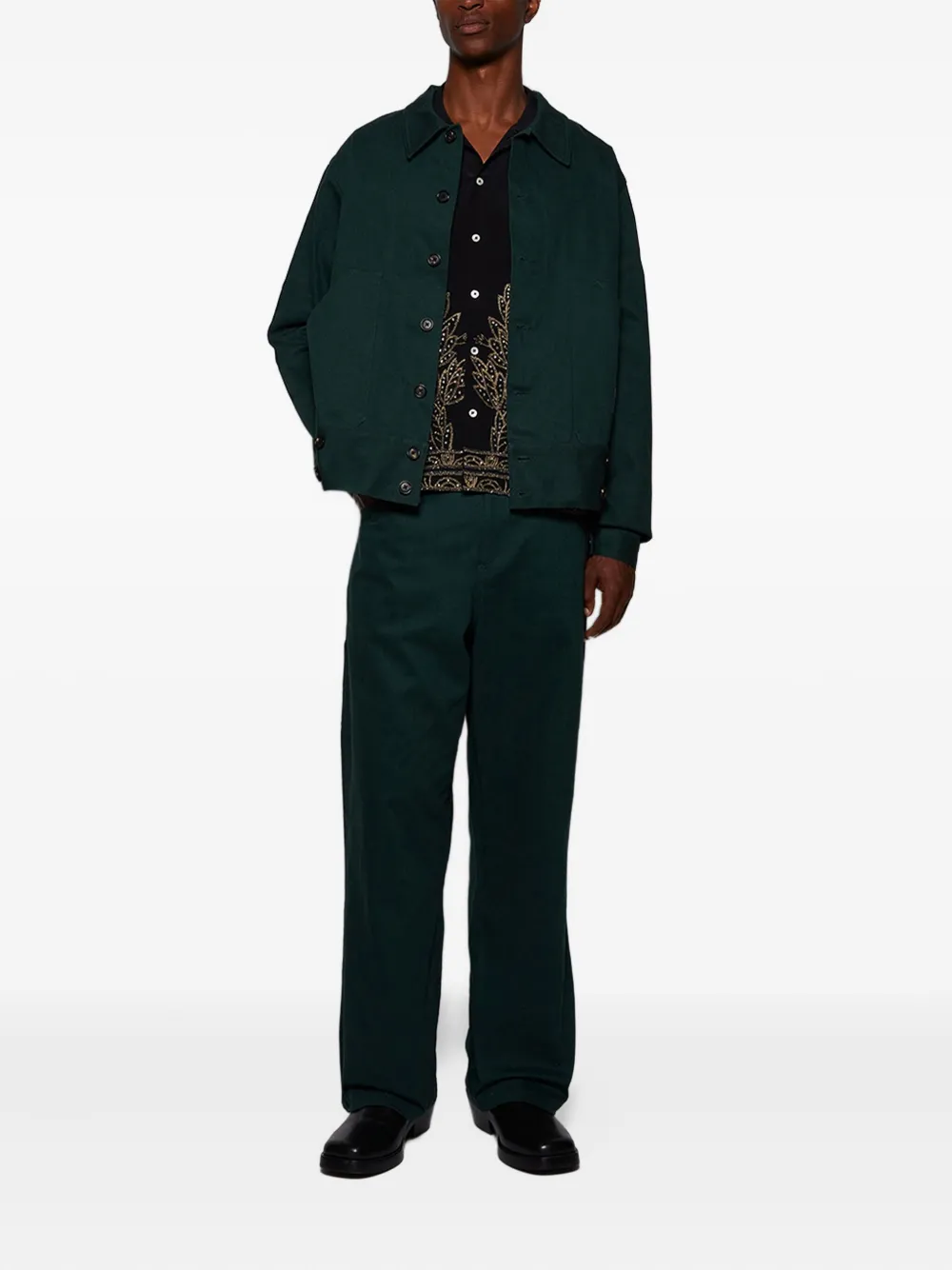 Bode Side-tab-buttons Jacket In Green
