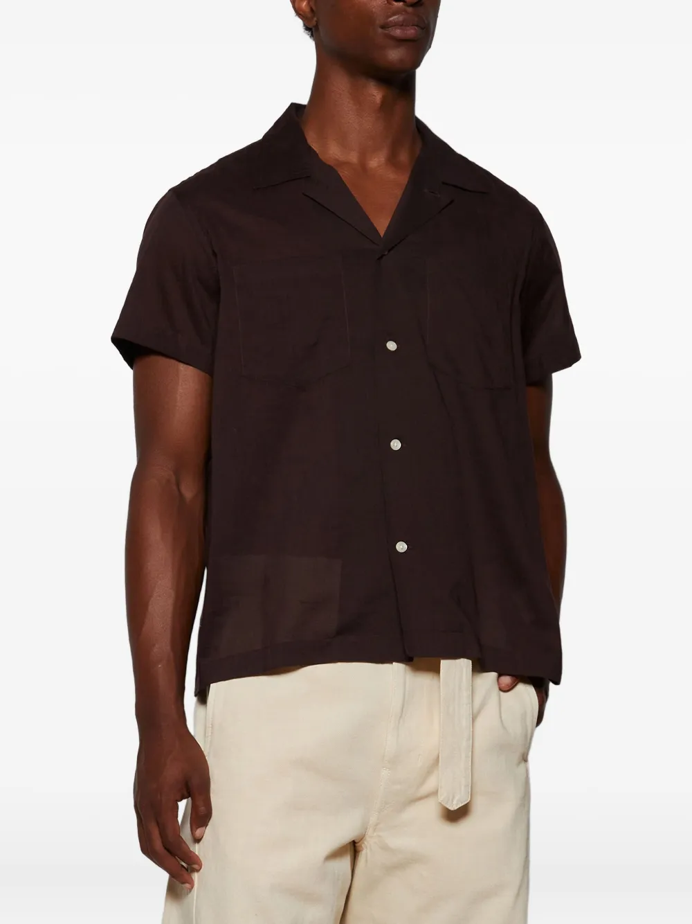 Bode Chest-pocket Short-sleeve Shirt In Brown