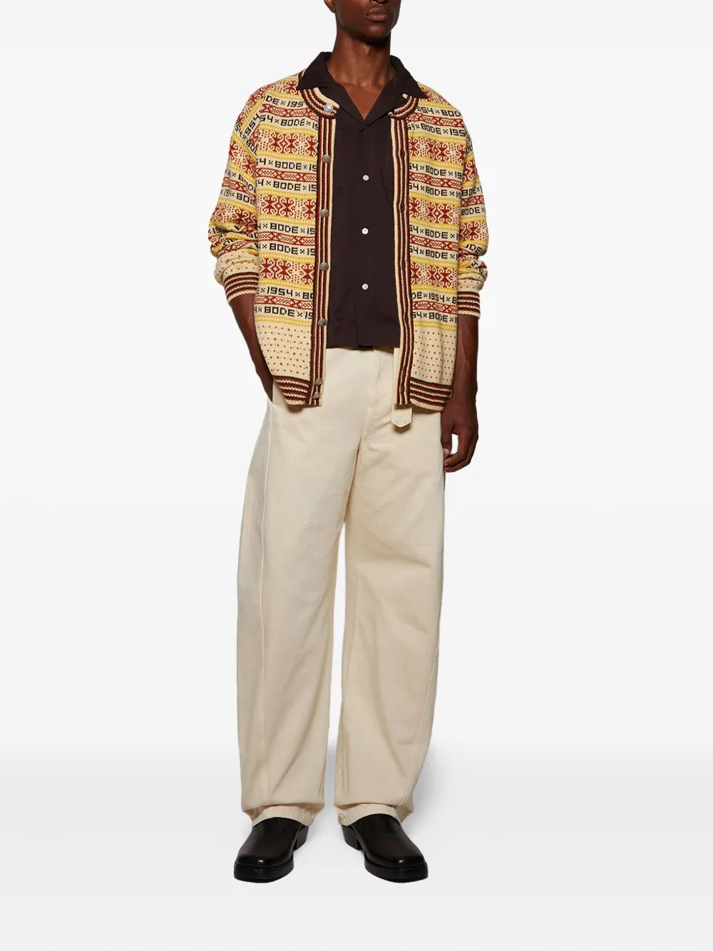 Bode Chest-pocket Short-sleeve Shirt In Brown