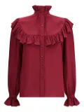 Saint Laurent stand-collar ruffled blouse - Red