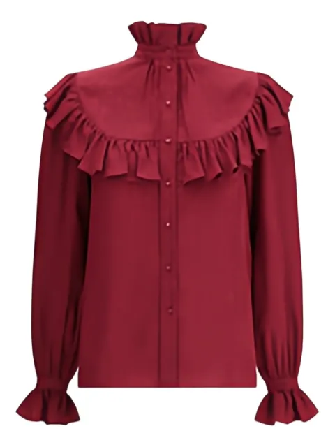 Saint Laurent stand-collar ruffled blouse