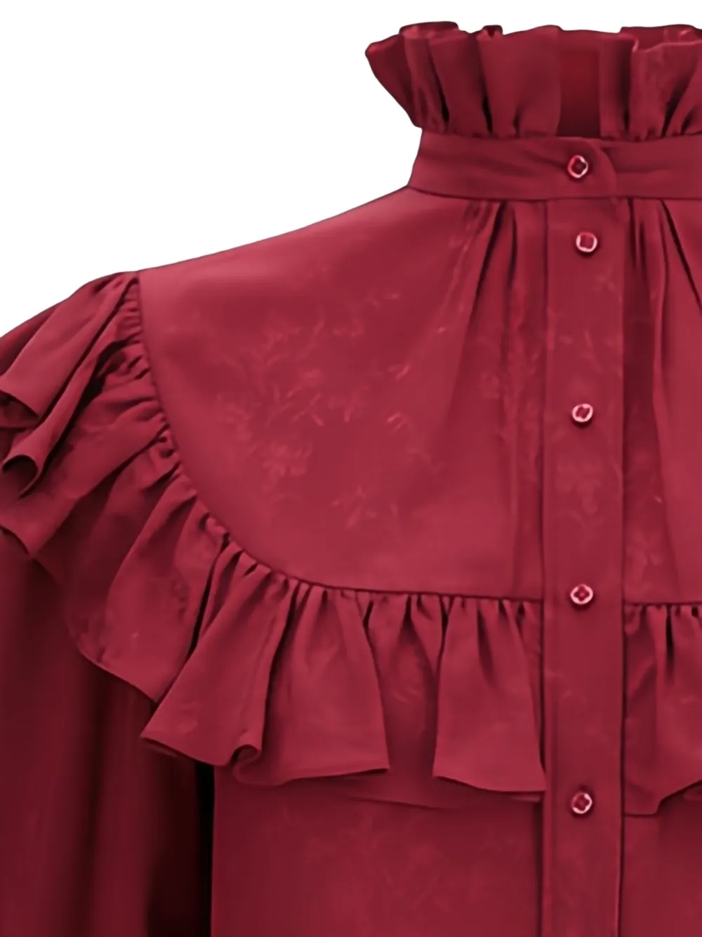 Saint Laurent Blouse met opstaande kraag en ruches Rood