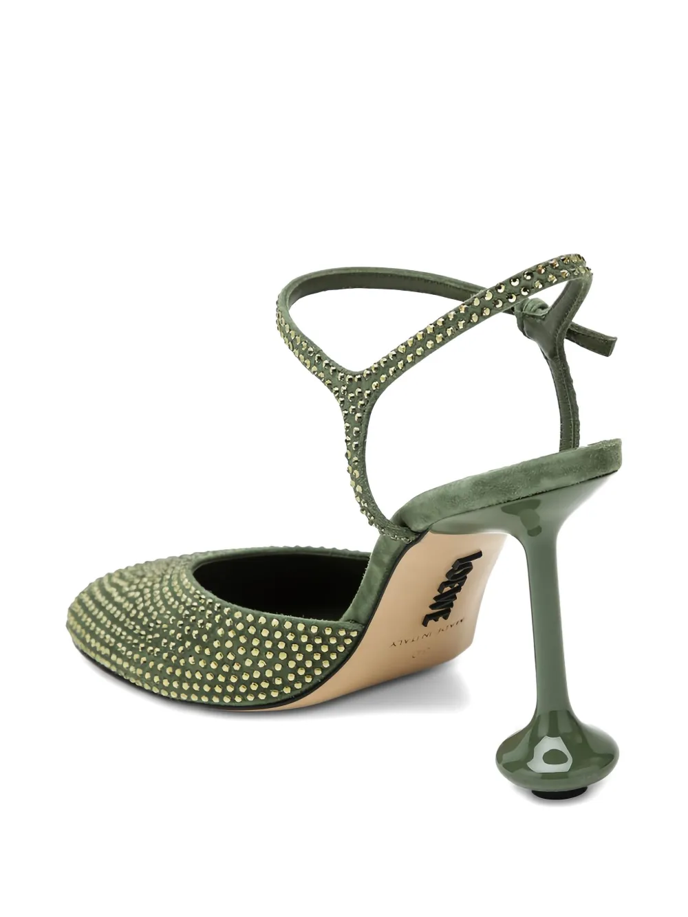LOEWE 90mm Toy crystal-embellished pumps Green