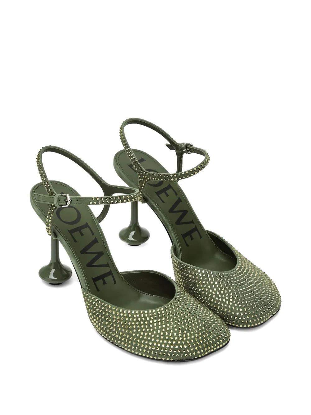 LOEWE 90mm Toy crystal-embellished pumps Green
