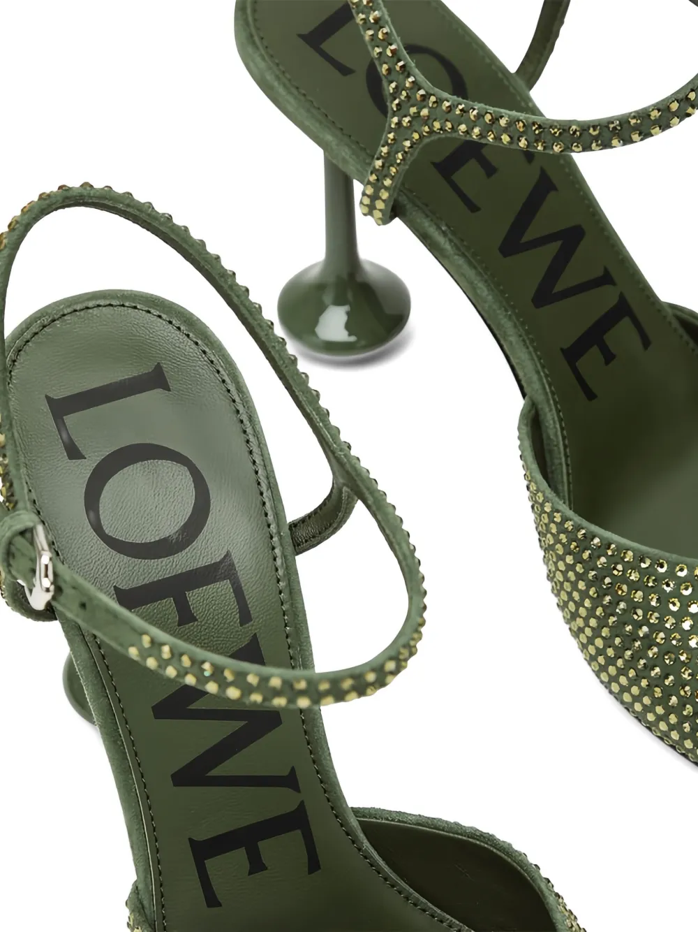 LOEWE 90mm Toy crystal-embellished pumps Green
