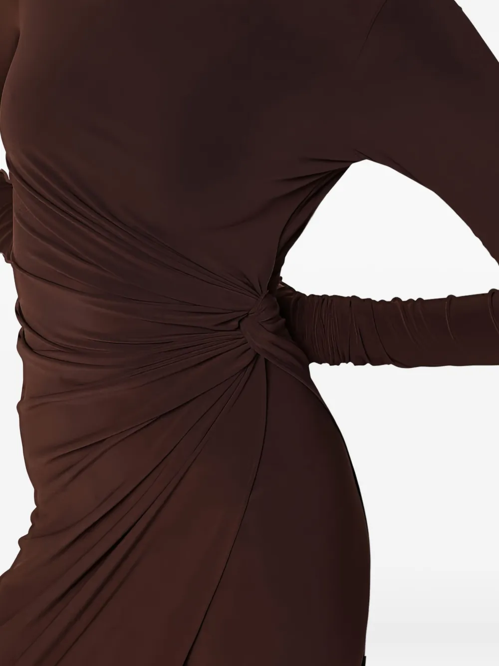 THE ANDAMANE Tessa jumpsuit met col en open achterkant Bruin