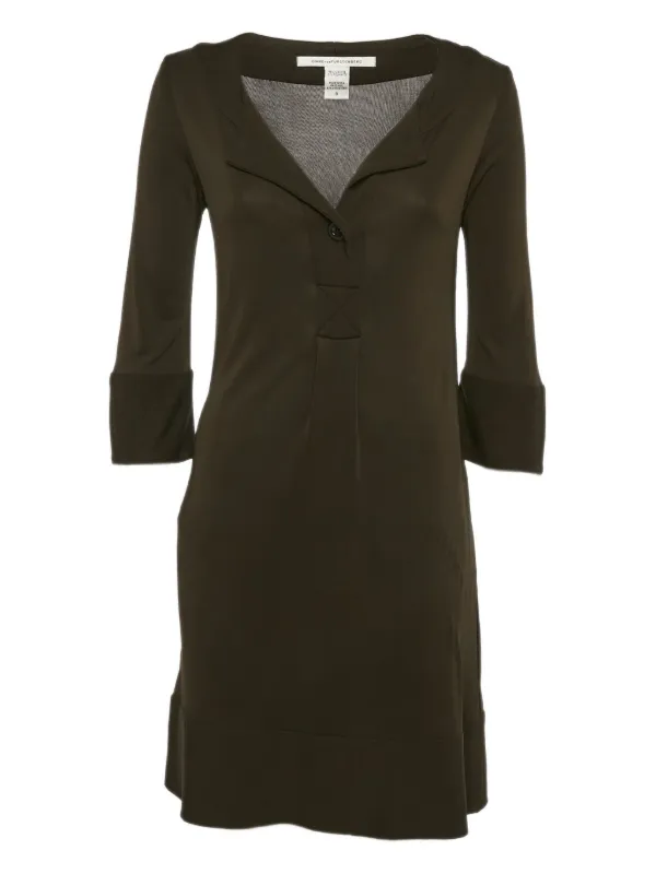 Diane Von Furstenberg Vintage V-neck Dress - Brown Diane Von Furstenberg Vintage V-neck Dress - Brown