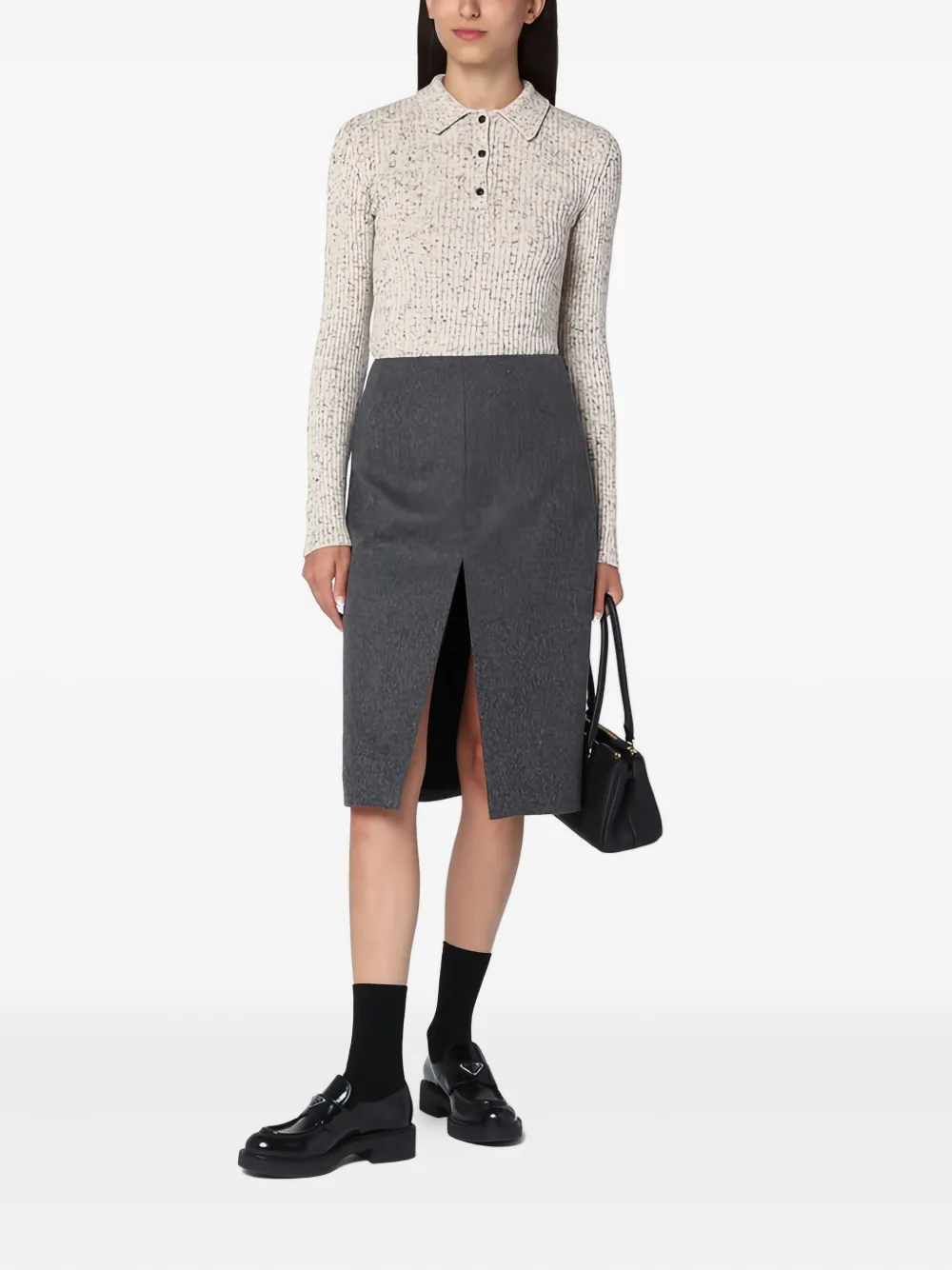 Prada Geribbelde polotop - Beige