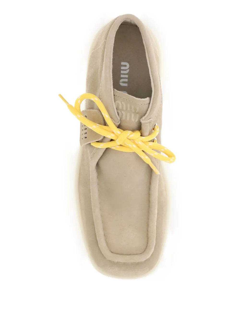 Miu Suède veterlaarzen met plateauzool Beige