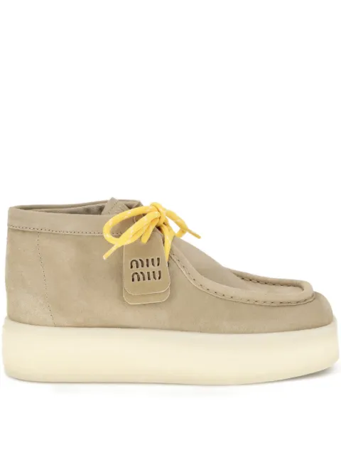 Miu Miu platform suede lace-up boots