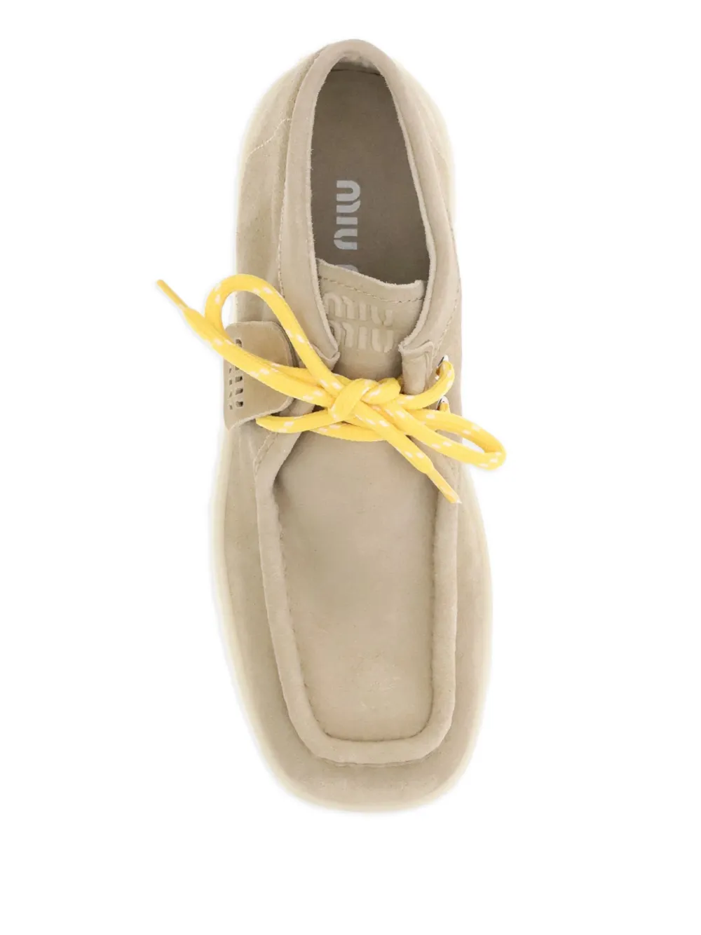 Miu Suède veterlaarzen met plateauzool Beige