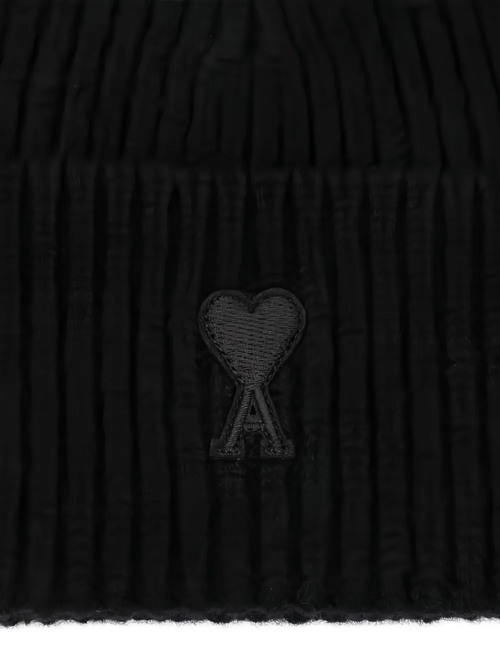 AMI Paris Geribbelde muts met logo Zwart