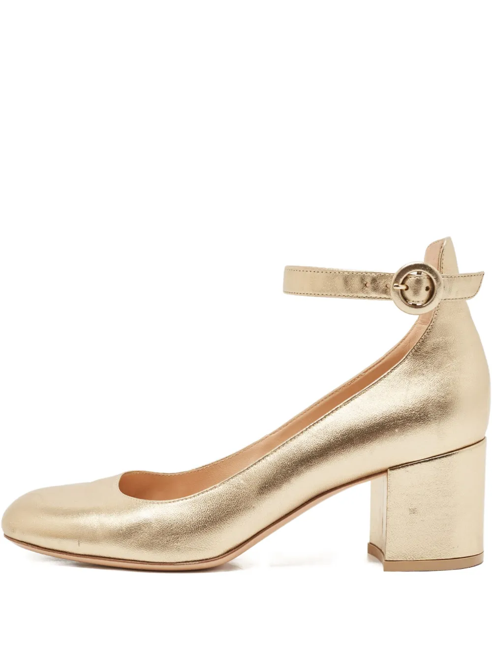 Gianvito Rossi 60mm block-heel ankle-strap pumps – Gold
