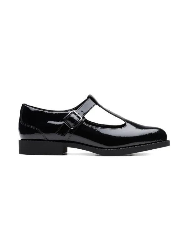 Clarks Kids T-bar patent-leather Shoes Black FARFETCH IN