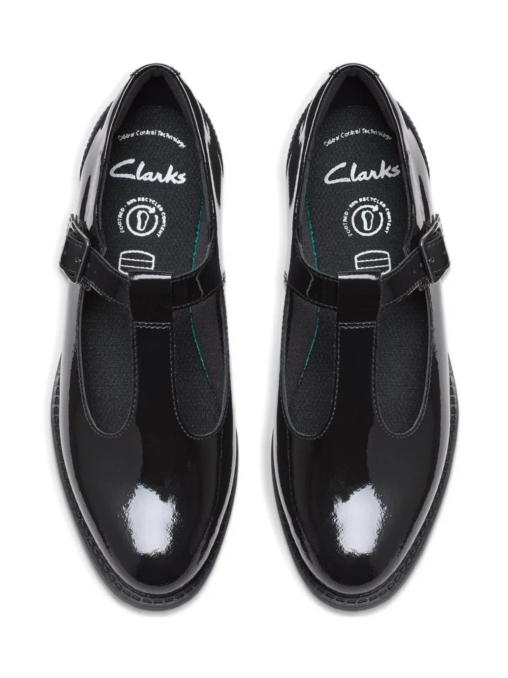 Clarks Kids T-bar patent-leather shoes Black