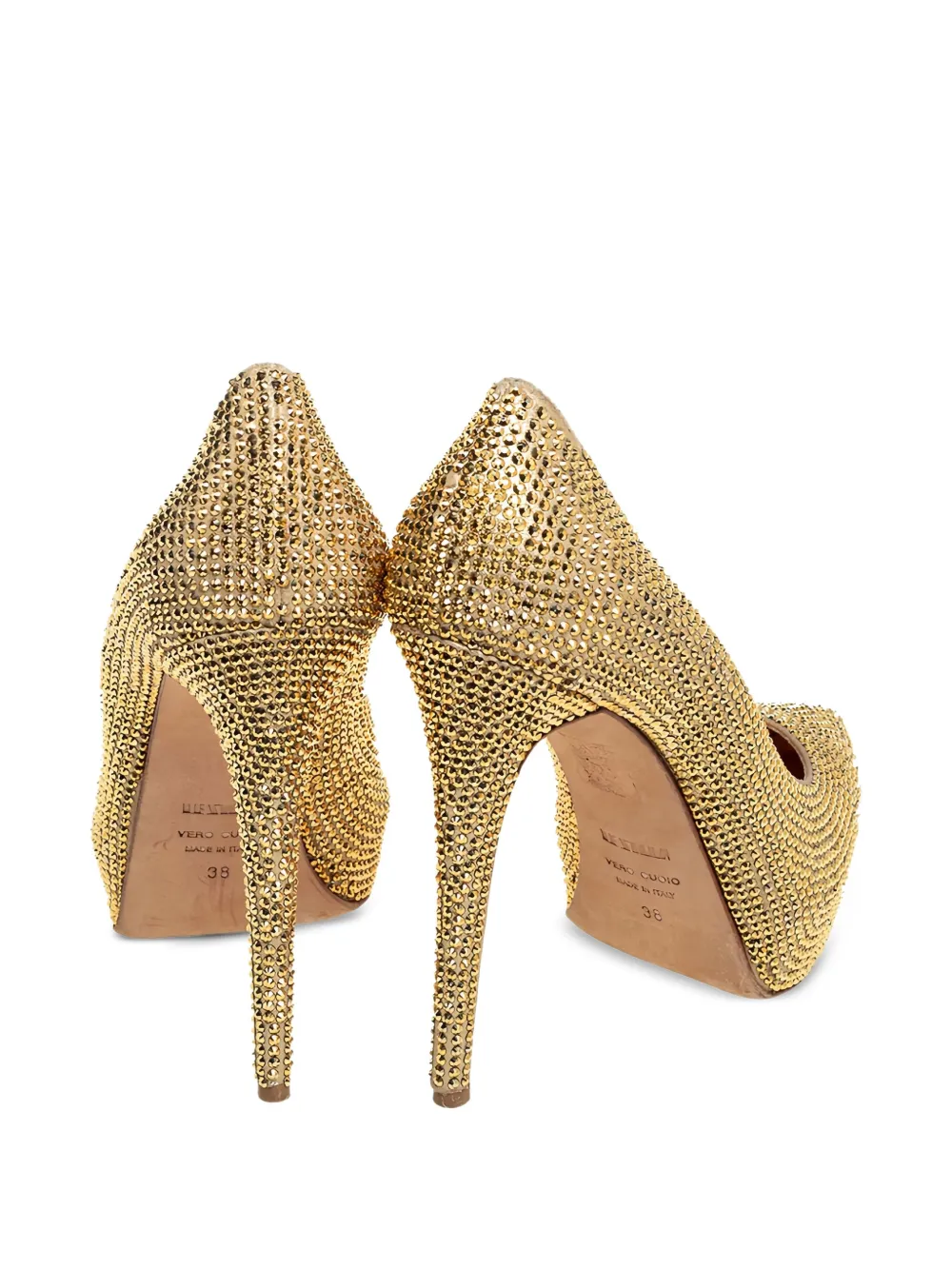 Le Silla 140 mm pumps met hak en verfraaid met kristallen - Bruin