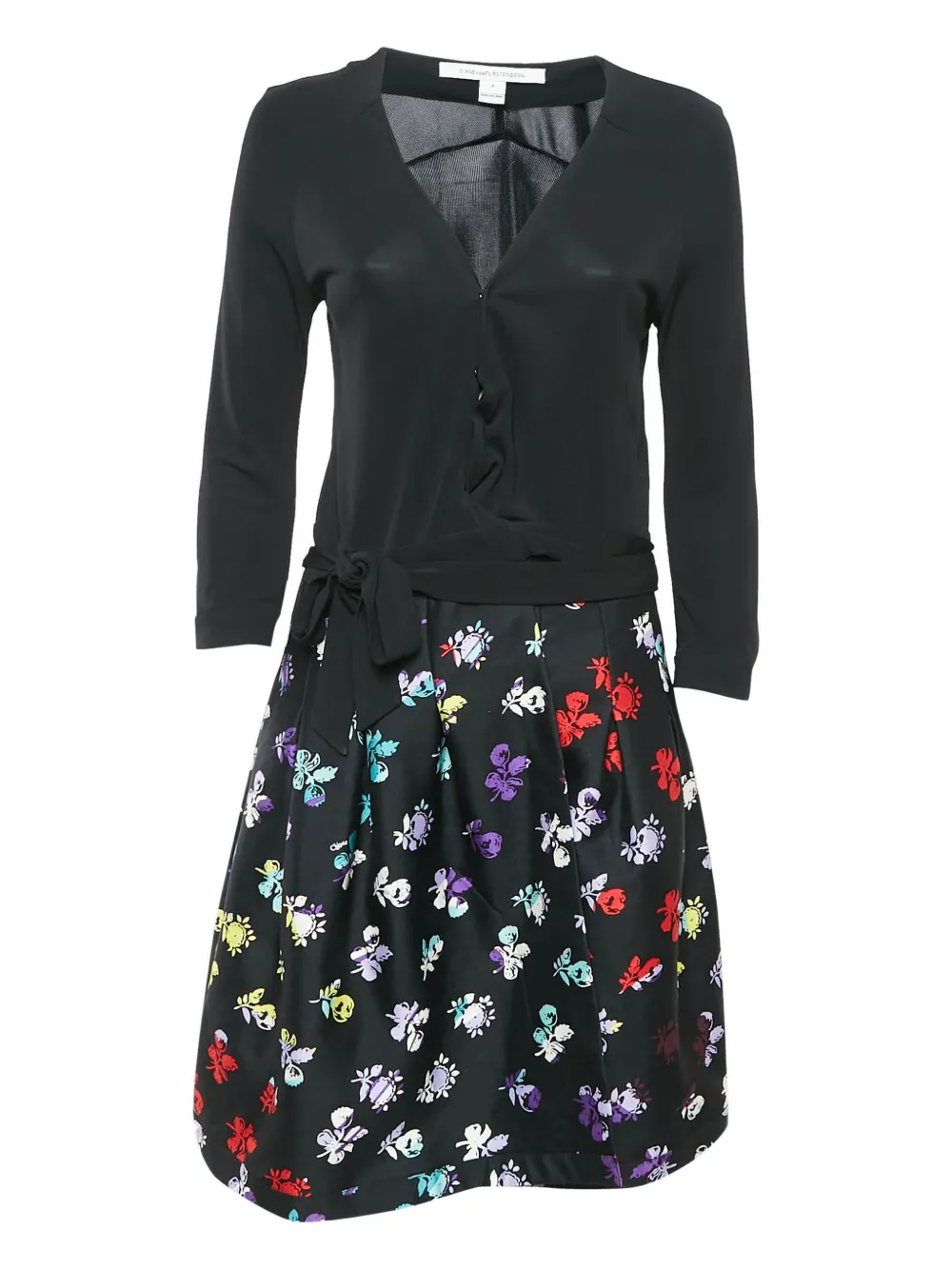 Diane Von Furstenberg Vintage 2023 floral wrap mini dress | Black | Image 1