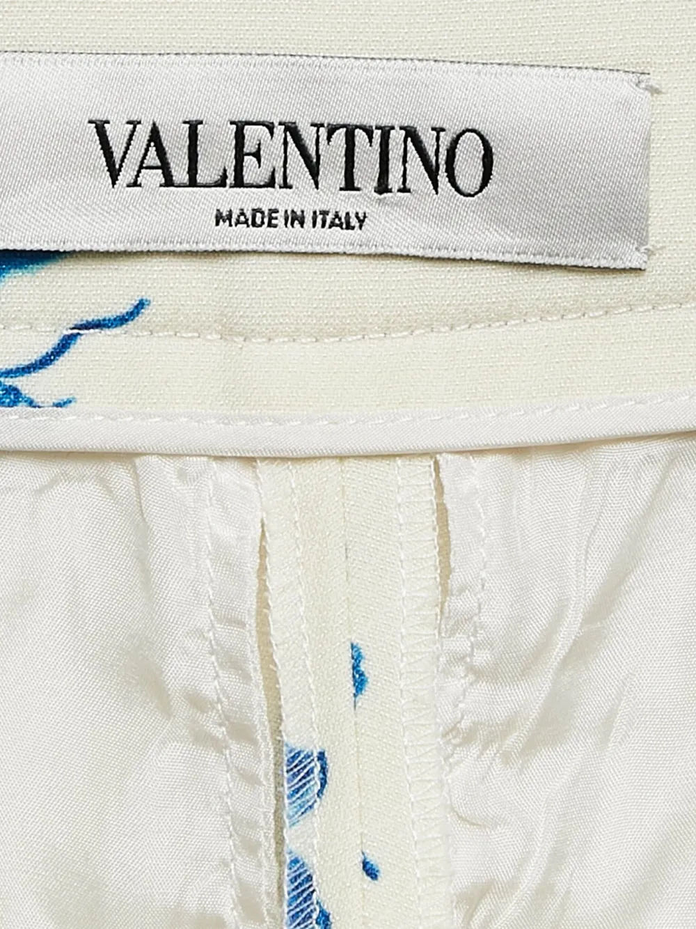 Pre-owned Valentino Floral-print Silk-wool Blend Trousers In White