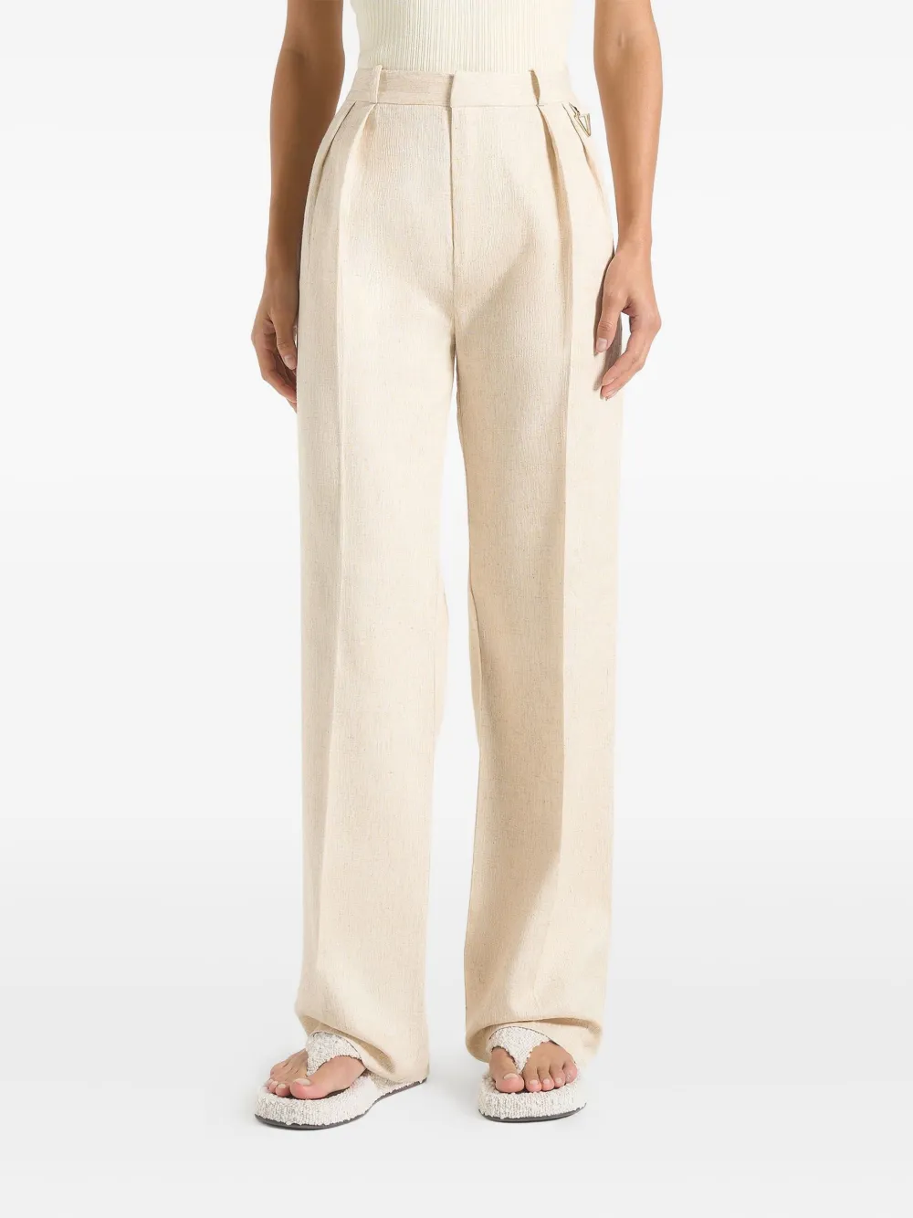 Julie twin-pleat linen trousers