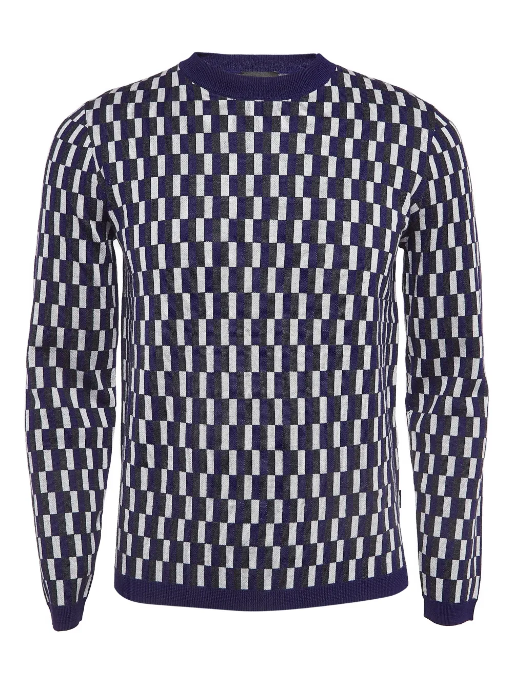 Emporio Armani Pre-Owned geometric-pattern wool sweater | Blue | Image 1