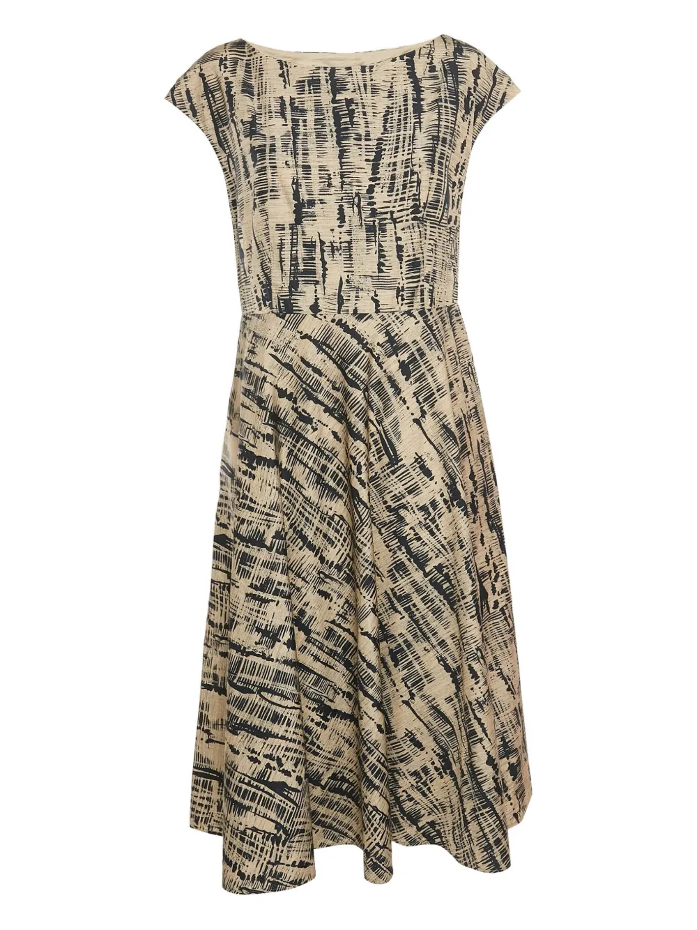 Pre-owned Weekend Max Mara Printed Cotton Midi Dress In Neutral
