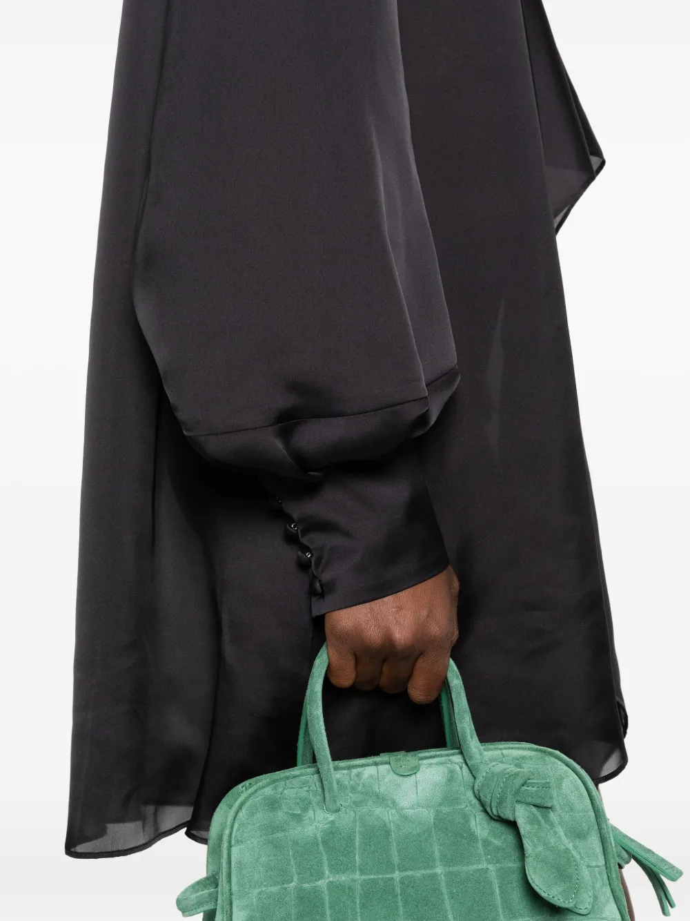 sacai Gedrapeerde mini-jurk met hoge hals Zwart
