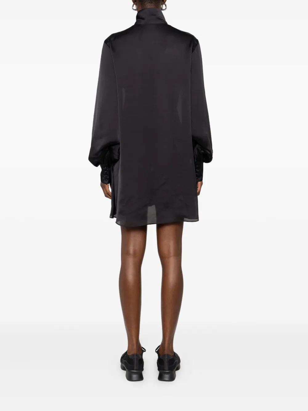 sacai Gedrapeerde mini-jurk met hoge hals Zwart