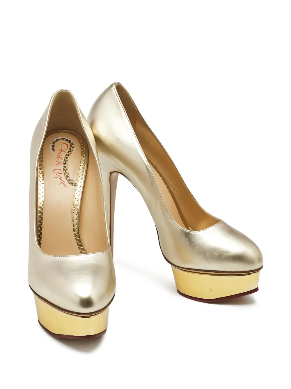 Charlotte Olympia 150 mm leren pumps met plateauzool - Geel
