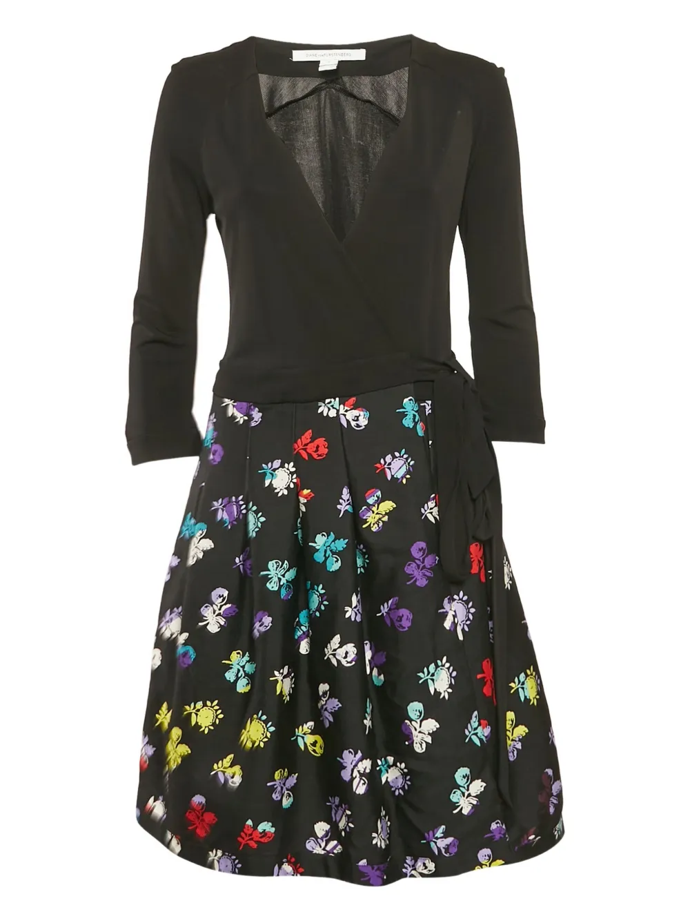 Diane Von Furstenberg Vintage floral-print long-sleeved dress | Black | Image 1