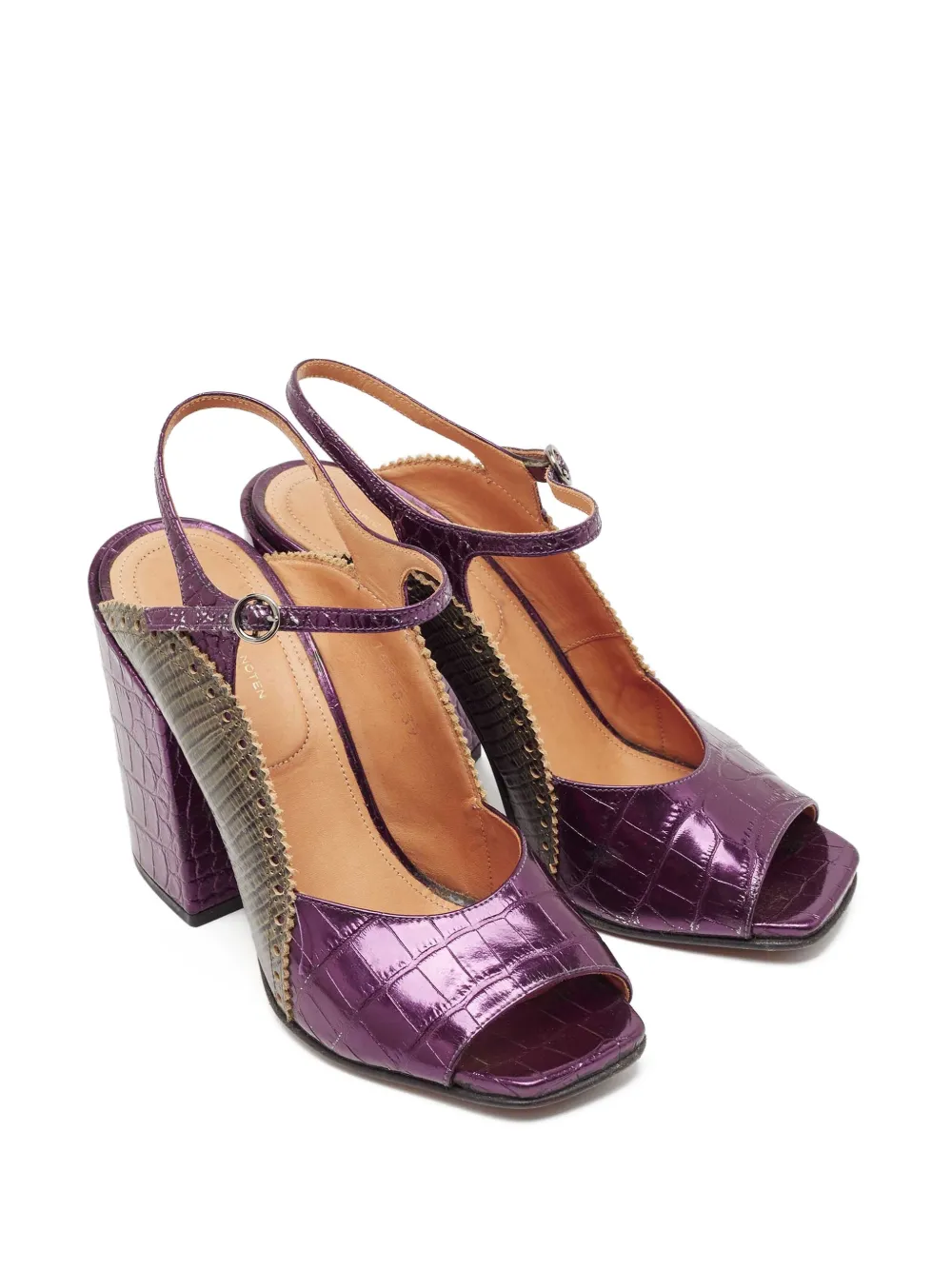 Dries Van Noten Pre-Owned 2024 100 mm sandalen met krokodillen-reliëf - Paars