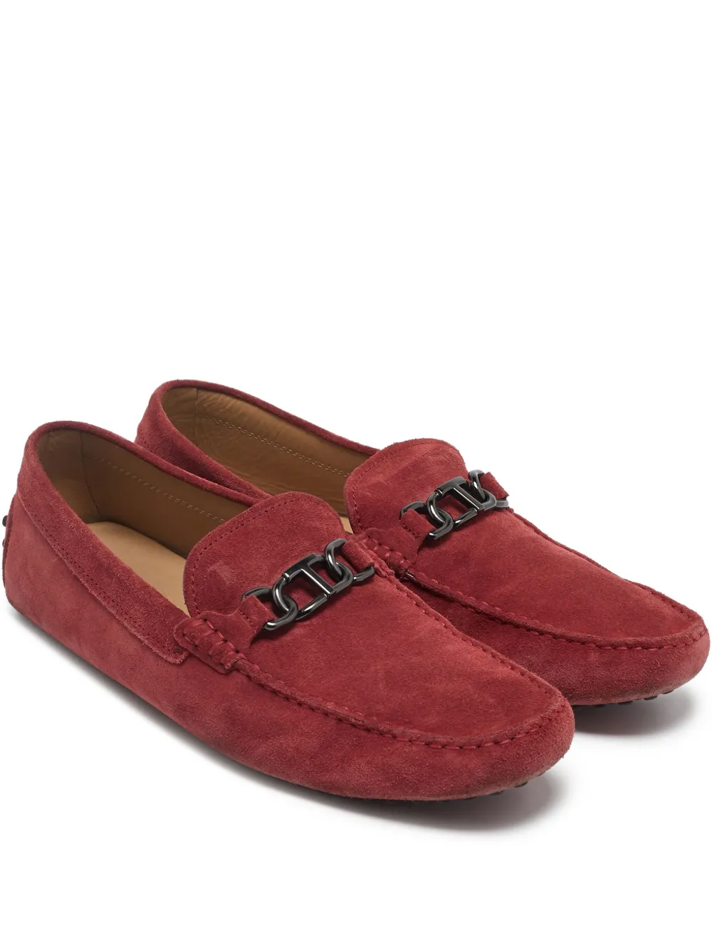Tod's Vintage Loafer aus Wildleder mit Kettendetail - Rot