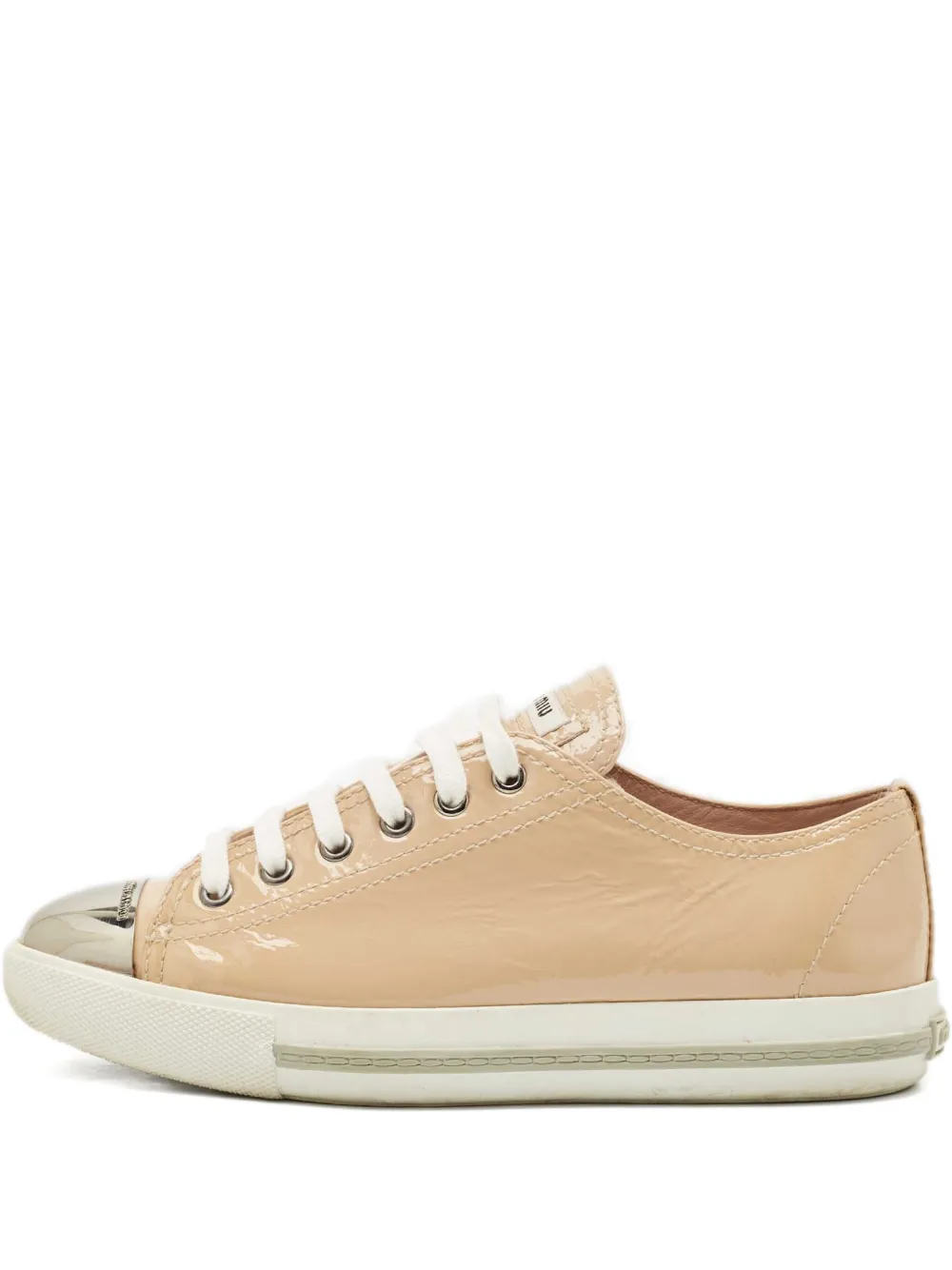 Pre-owned Miu Miu Patent Leather Sneakers In Neutral
