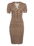 Diane Von Furstenberg Vintage geometric-print silk mini dress - Brown