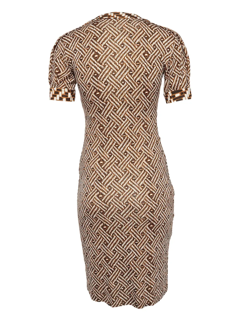Diane Von Furstenberg Vintage Zijden mini-jurk met geometrische print - Bruin
