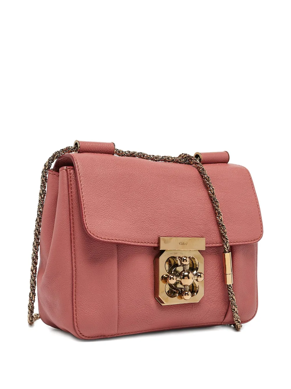 Pre-owned Chloé Elsie Leather Chain Shoulder Bag In Pink