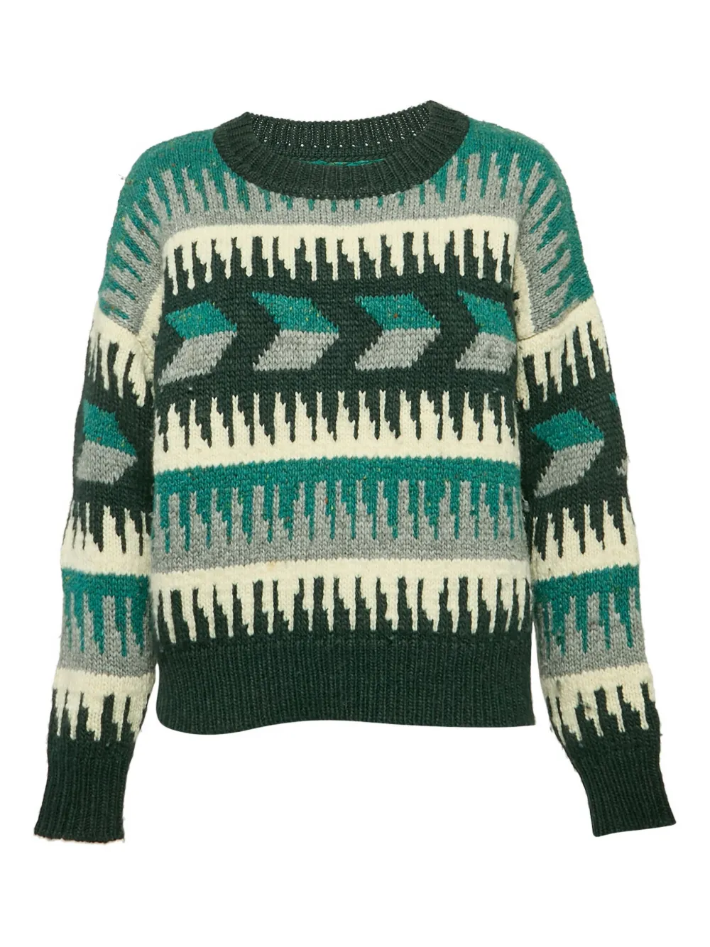 MARANT ÉTOILE Sienna geometric-intarsia wool sweater | Green | Image 1