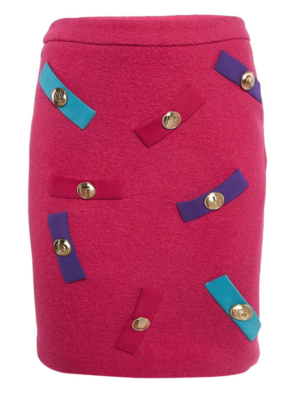 Pre-owned Moschino Wool Embellishment Skirt In Pink