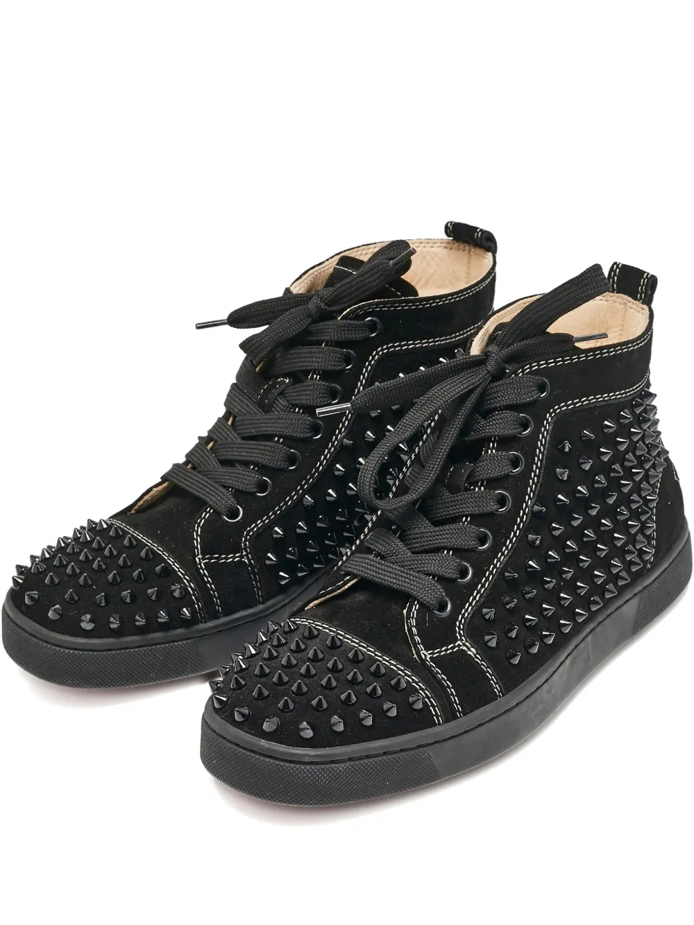 Pre-owned Christian Louboutin Louis Spikes Sneakers In Black