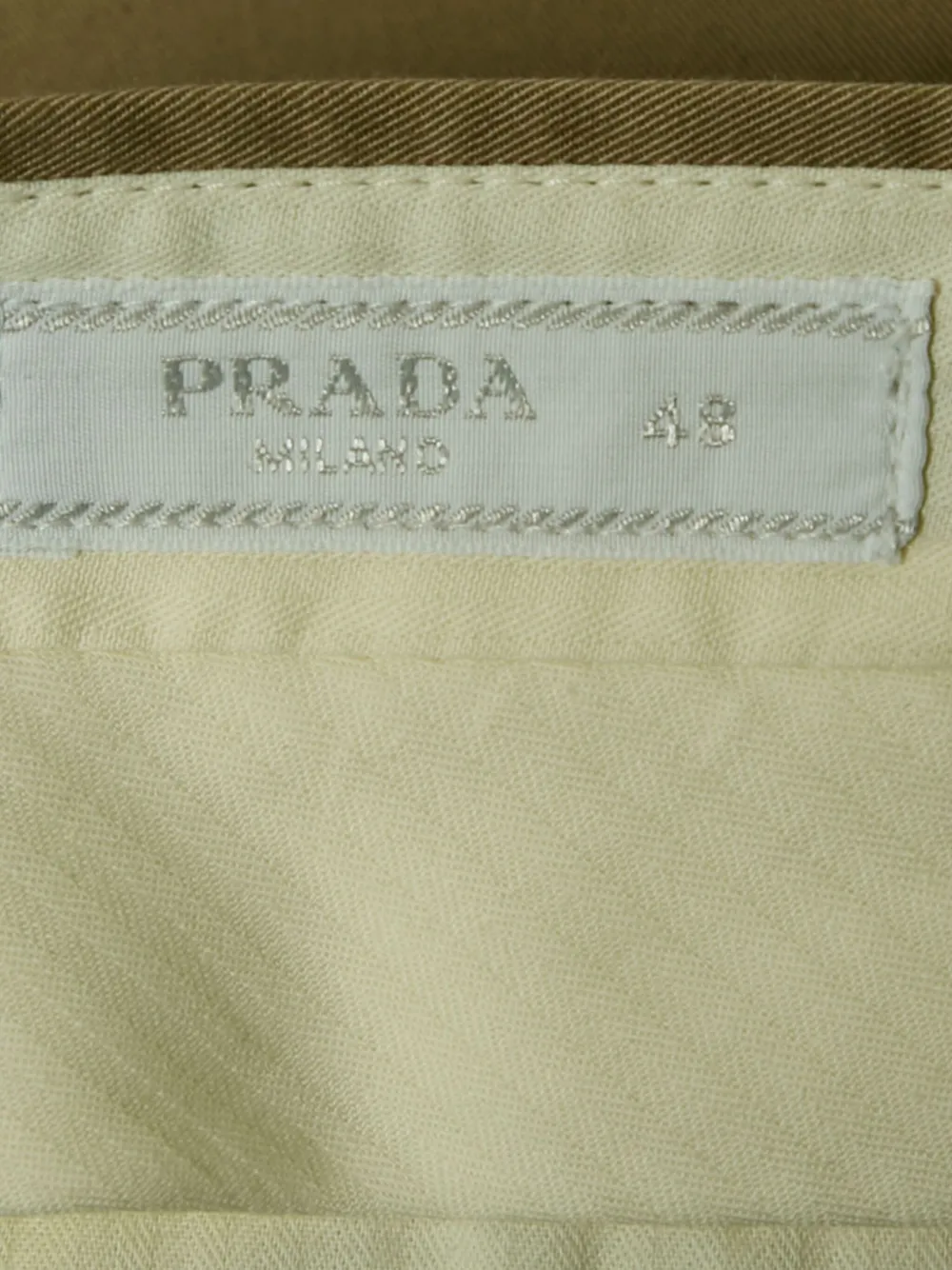 Pre-owned Prada Gabardine Cotton Trousers In Neutral