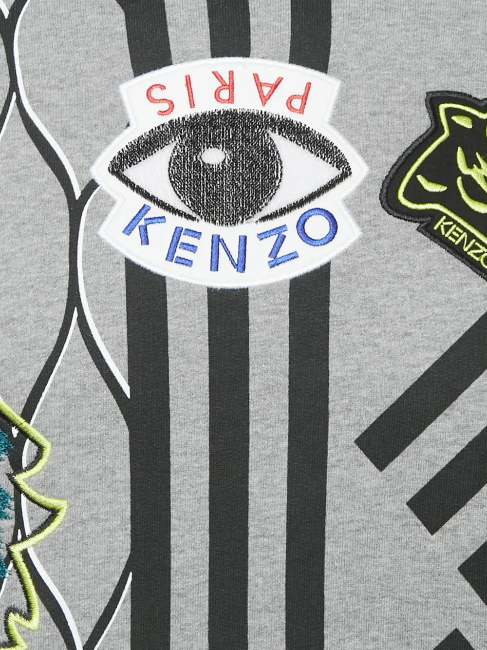 Pre-owned Kenzo 2023 Appliqué Netting Sweatshirt In Gray