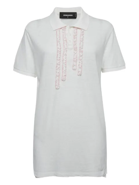 DSQUARED2 ruffle chain-detail polo shirt