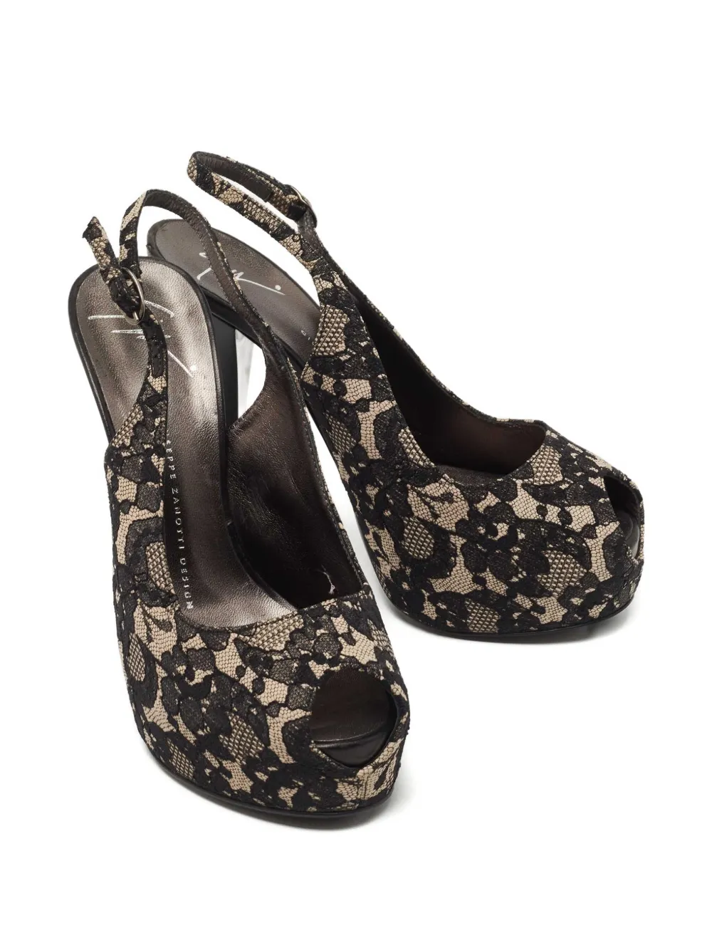 Giuseppe Zanotti Vintage 140 mm slingback veterschoenen - Zwart