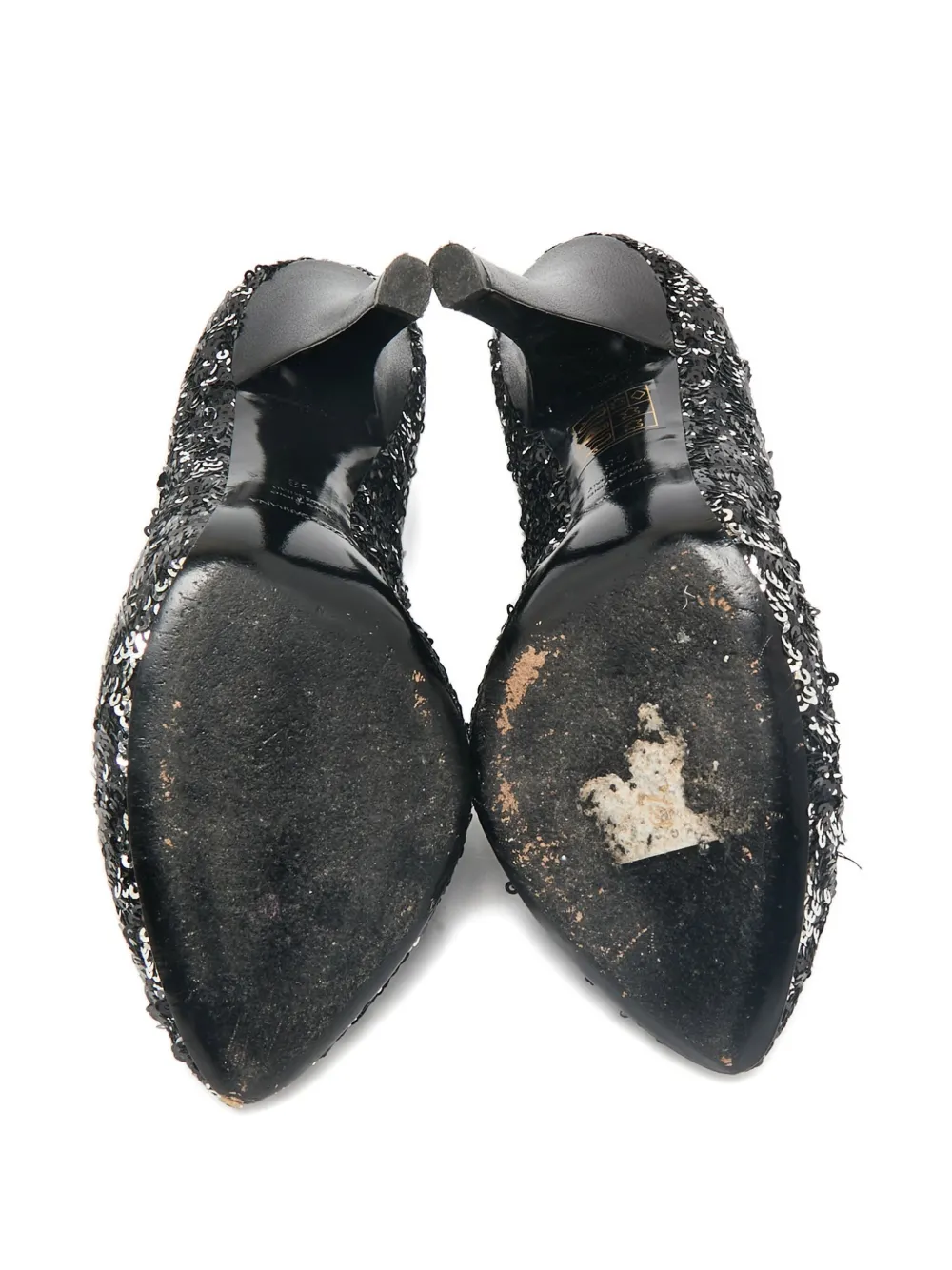 Dolce & Gabbana Pre-Owned 125 mm pumps verfraaid met pailletten en ronde neus - Zwart